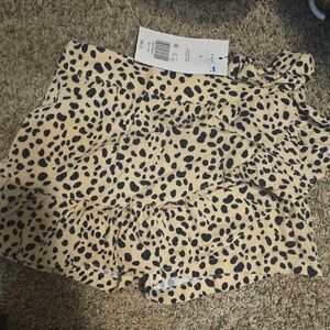 Girla Beige and Black Printed Ruffle Shorts